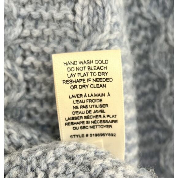 NWT $350 Rebecca Taylor Cable Knit Sweater MEDIUM Misty Blue Pullover Wool Blnd - Picture 7 of 8